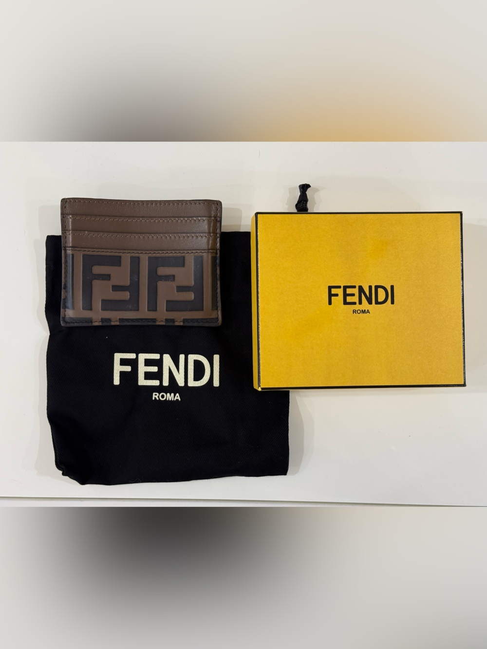 Fendi Brown FF Logo Cardholder Wallet